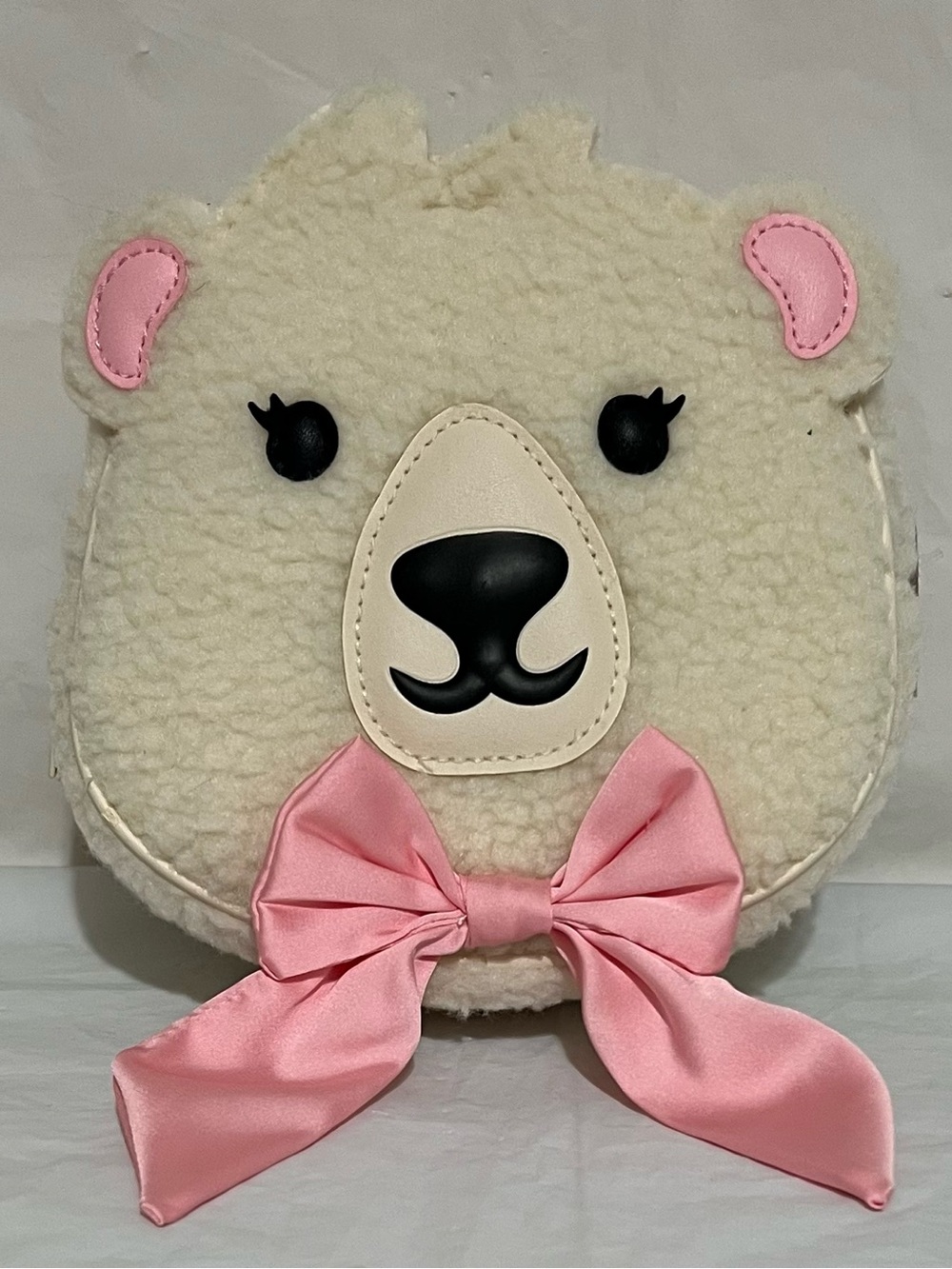 Bath & Body Works Polar Bear Mini Backpack Cream/White Pink Bow